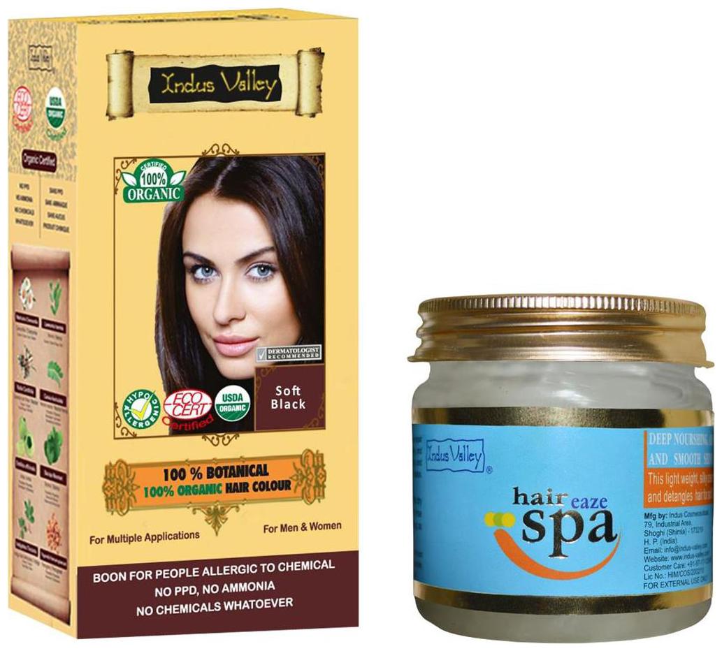 Indus Valley Recommended By Doctor Soft Black Hair Colour With Hair Eaze Spa Treatment (For Silky Hair) Combo Pack Set of 2
Indus Valley Recommended By Doctor Soft Black Hair Colour With Hair Eaze Spa Treatment (For Silky Hair) Combo Pack Set of 2