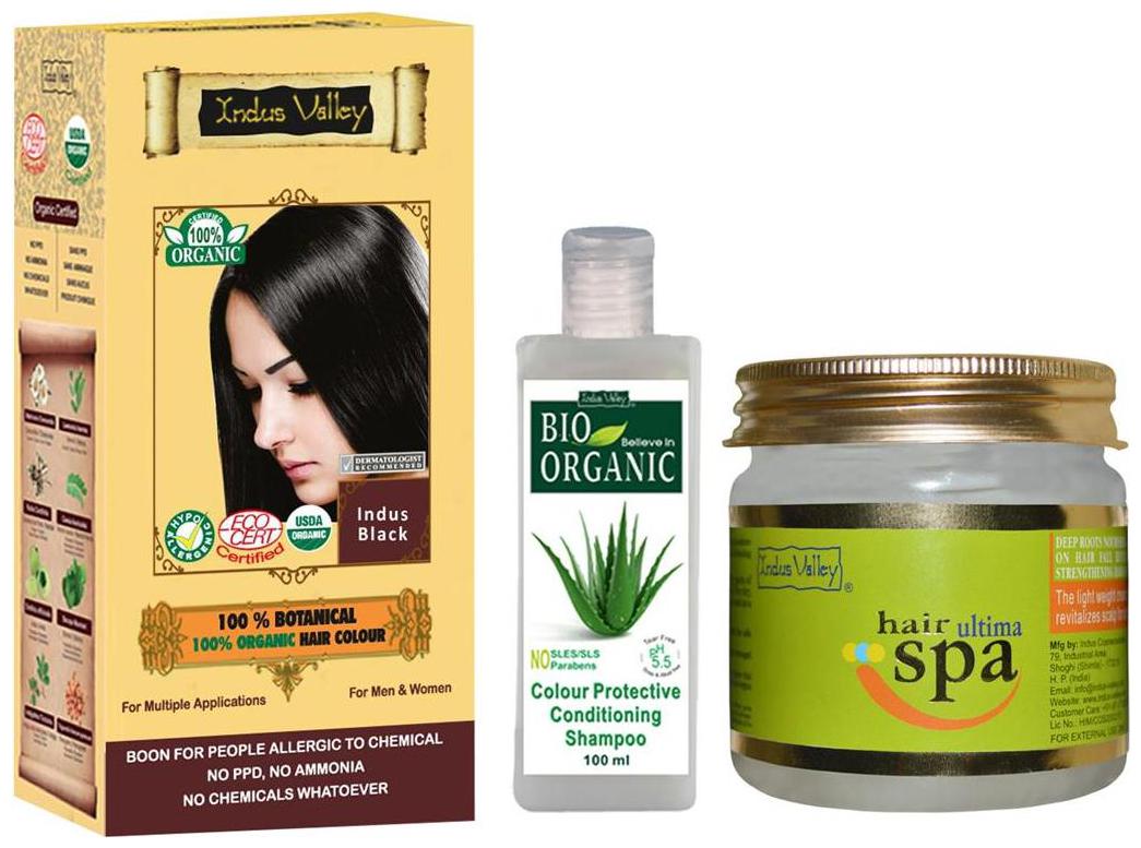 Indus Valley Ayurvedic Botanical Indus Black Hair Colour With Professional Hair Ultima Spa And Alkali Free Bio Colour Protective Shampoo Combo Pack Set of 3
Indus Valley Ayurvedic Botanical Indus Black Hair Colour With Professional Hair Ultima Spa And Alkali Free Bio Colour Protective Shampoo Combo Pack Set of 3