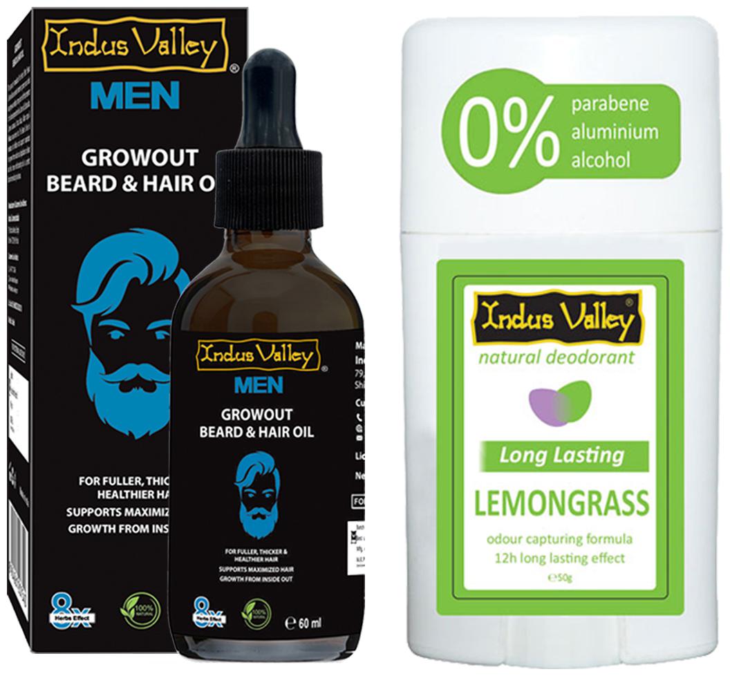 Indus Valley Beard And Mustache Growth Hair Oil With Lemongrass Roll On Deodorizer (Combo Pack)
Indus Valley Beard And Mustache Growth Hair Oil With Lemongrass Roll On Deodorizer (Combo Pack)