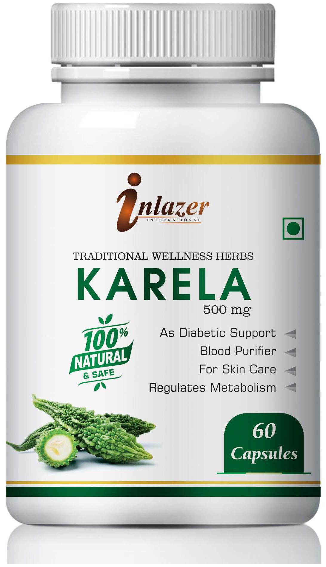 Inlazer Karela For Helps in treating Diabetes Blood Purifier 100 Ayurvedic Pack of 1 (60 Capsules)
Inlazer Karela For Helps in treating Diabetes Blood Purifier 100 Ayurvedic Pack of 1 (60 Capsules)