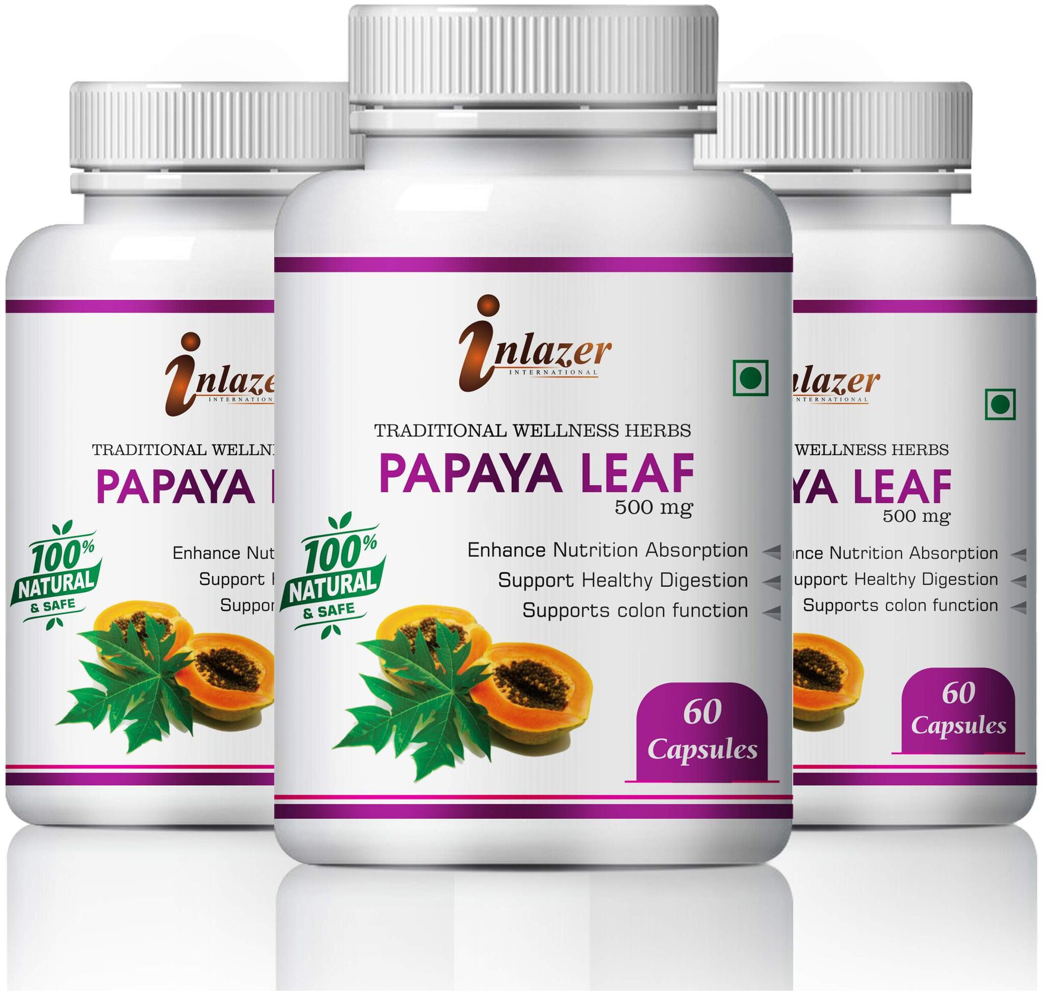 Inlazer Papaya Leaf Herbal Capsules For Anti- Maleria Properties 500mg 100 Ayurvedic
Inlazer Papaya Leaf Herbal Capsules For Anti- Maleria Properties 500mg 100 Ayurvedic