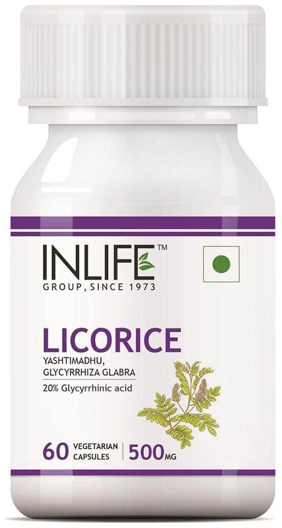 Inlife Licorice Extract (Yastimadhu) Standardized To 20 Glycyrrhizinic Acid 500 mg - 60 Vegetarian Capsules
Inlife Licorice Extract (Yastimadhu) Standardized To 20 Glycyrrhizinic Acid 500 mg - 60 Vegetarian Capsules