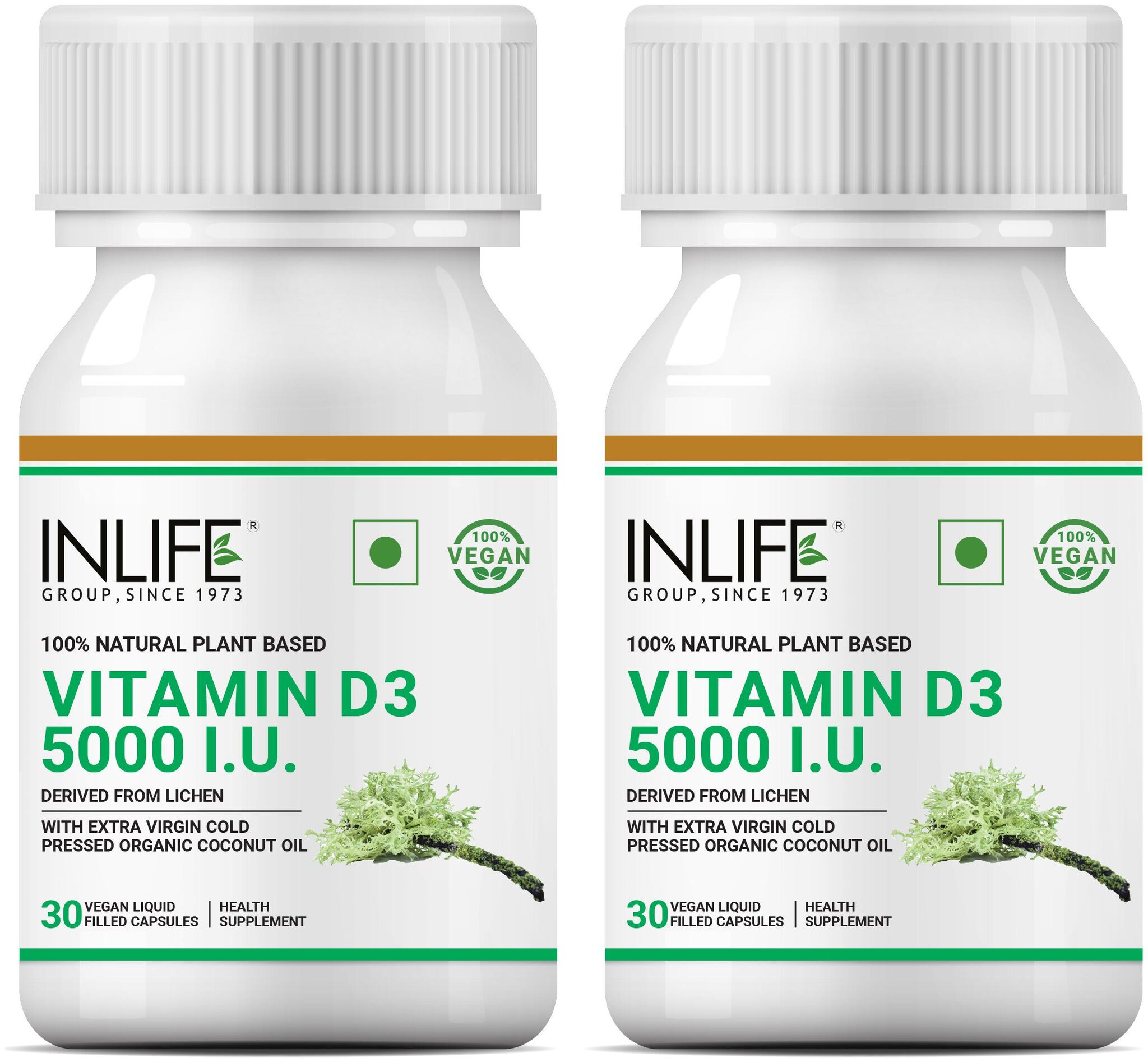INLIFE Plant Based Vegan Vitamin D3 from Lichen 5000 IU in Organic Extra Virgin Cold Pressed Coconut Oil for Bone Health Immune Support 30 Vegan Capsules ( Pack of 2)
INLIFE Plant Based Vegan Vitamin D3 from Lichen 5000 IU in Organic Extra Virgin Cold Pressed Coconut Oil for Bone Health Immune Support 30 Vegan Capsules ( Pack of 2)