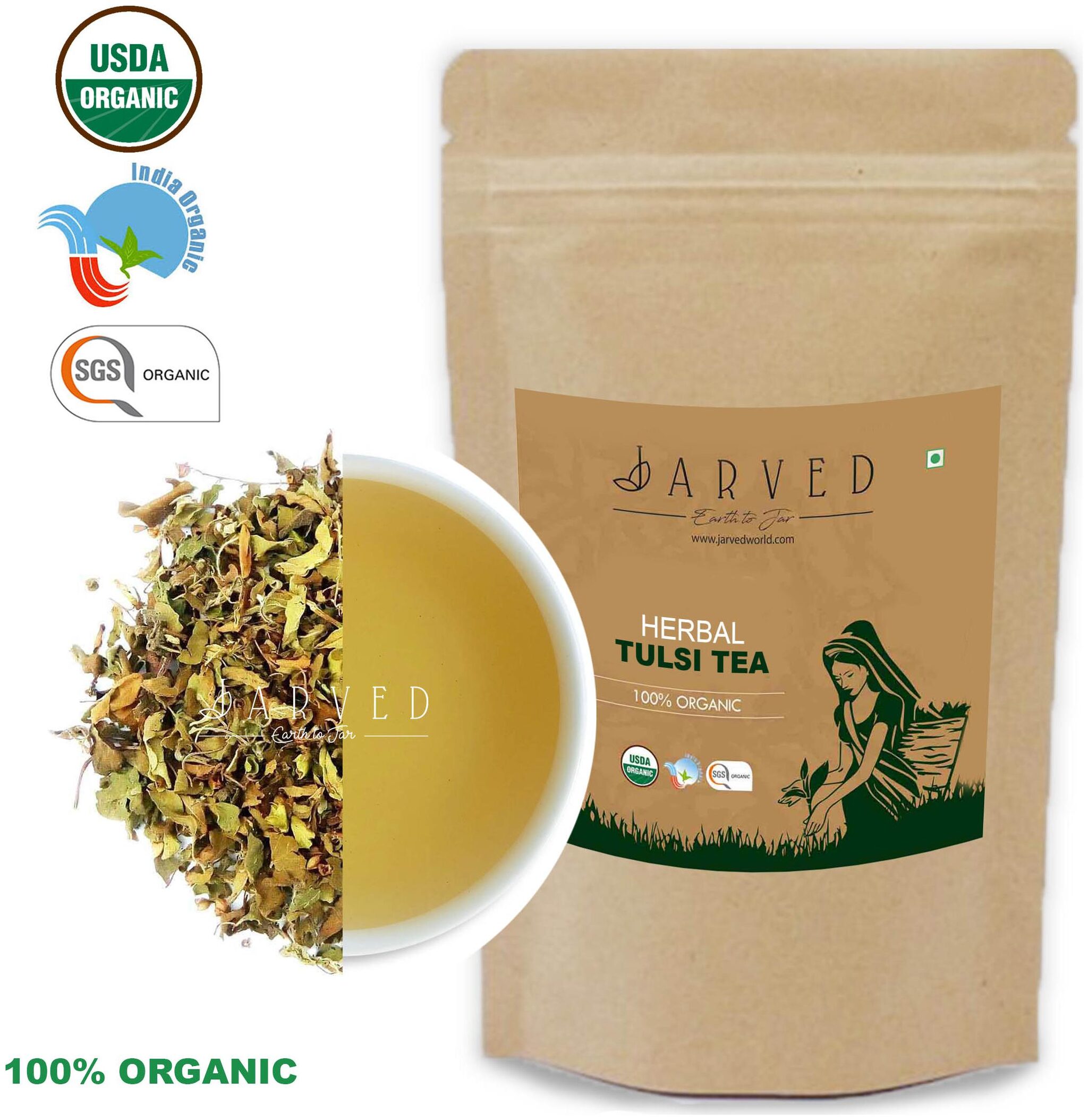 Jarved Organic Herbal Tulsi Tea 140 Day Herbal Detox Premium Grade 100g Each (Pack of 3)
Jarved Organic Herbal Tulsi Tea 140 Day Herbal Detox Premium Grade 100g Each (Pack of 3)