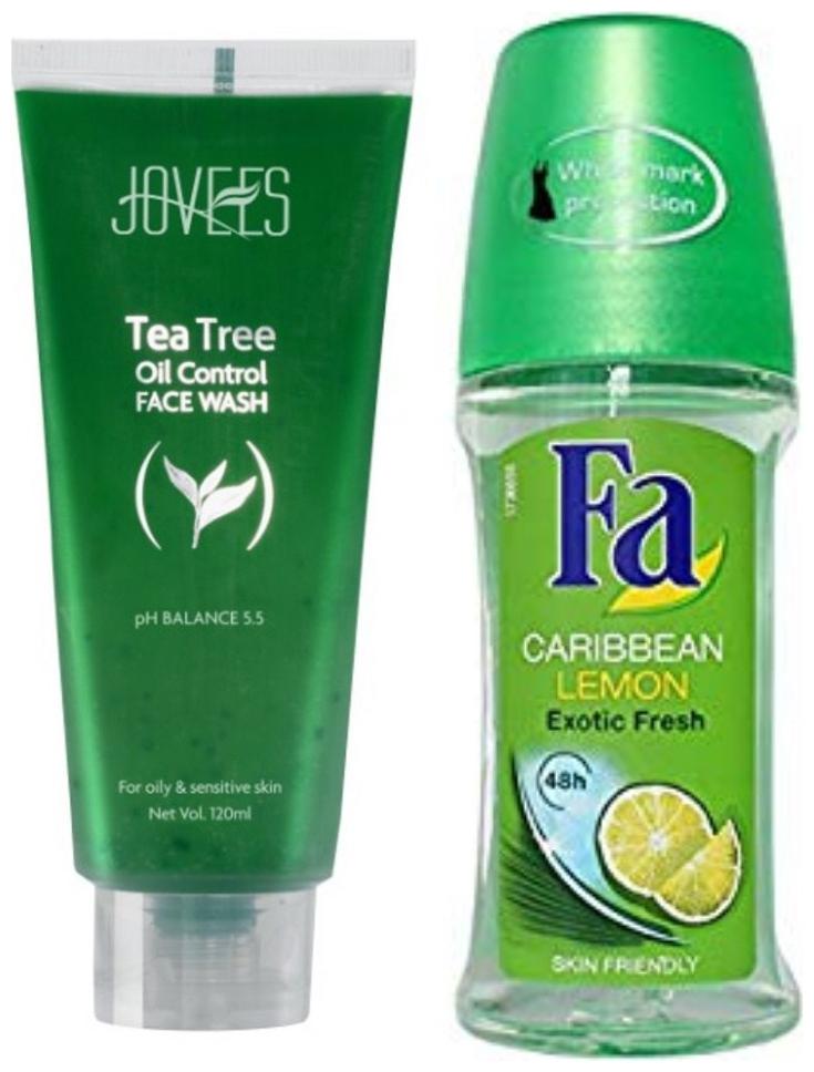 Jovees Tea Tree Facewash 120ml Fa Carribean Lemon Roll On Deodrant (50ml) (Pack of 2)
Jovees Tea Tree Facewash 120ml Fa Carribean Lemon Roll On Deodrant (50ml) (Pack of 2)