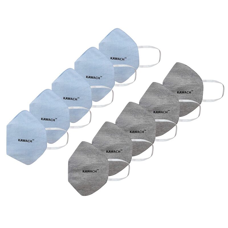 Kawach Face Mask With Earloop Reusable And Washable Protective Grey Blue (Pack Of 10)
Kawach Face Mask With Earloop Reusable And Washable Protective Grey Blue (Pack Of 10)