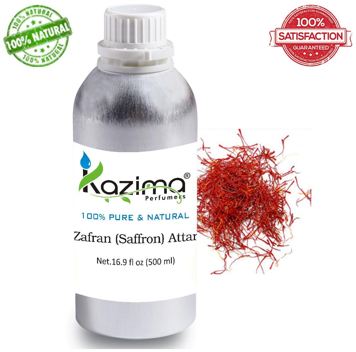 KAZIMA Zafran (Saffron) Attar Perfume For Unisex (500 ml) - Pure Natural Undiluted (Non-Alcoholic)
KAZIMA Zafran (Saffron) Attar Perfume For Unisex (500 ml) - Pure Natural Undiluted (Non-Alcoholic)