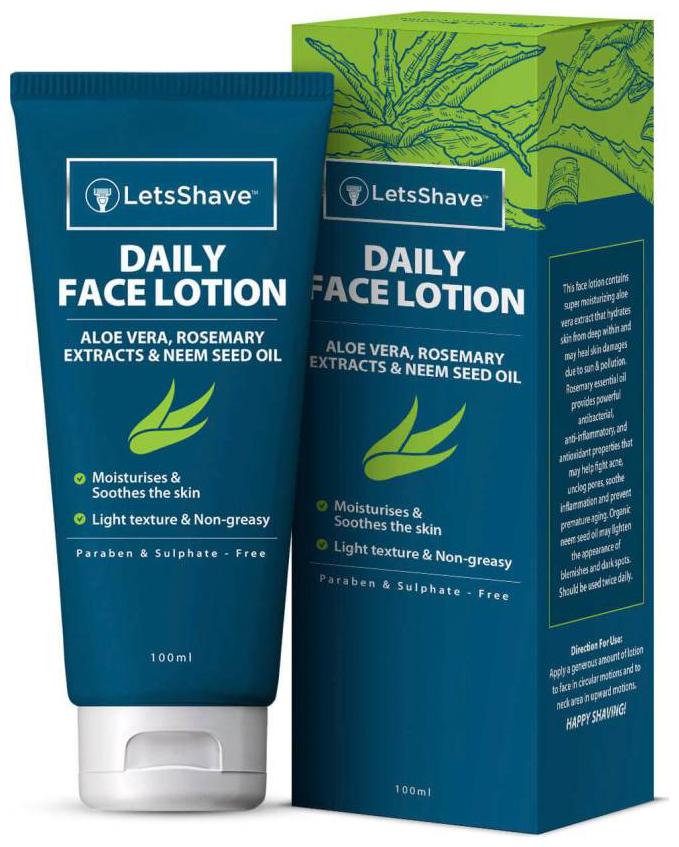 LetsShave Daily Face Lotion with Aloe vera Rosemary extract Organic neem seed oil Cucumber juice and Jojoba Oil ultra-light gel-cream formula Non-Sticky Non-Comedogenic 100ml
LetsShave Daily Face Lotion with Aloe vera Rosemary extract Organic neem seed oil Cucumber juice and Jojoba Oil ultra-light gel-cream formula Non-Sticky Non-Comedogenic 100ml