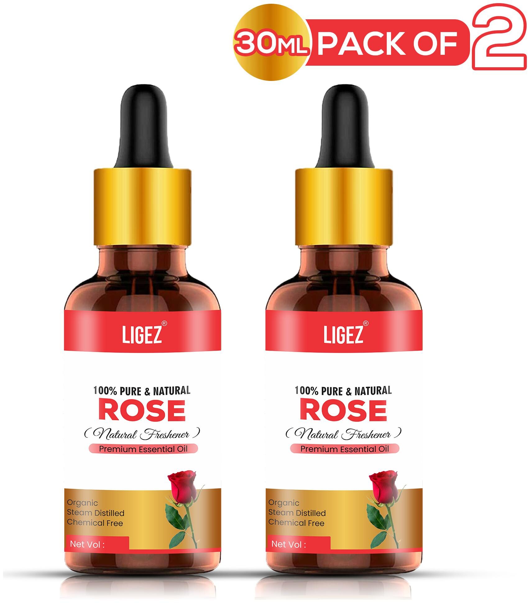 Ligez Rose Essential Oil - 100 Pure Therapeutic Grade for Aromatherapy 30 ml- (Pack of 2)
Ligez Rose Essential Oil - 100 Pure Therapeutic Grade for Aromatherapy 30 ml- (Pack of 2)