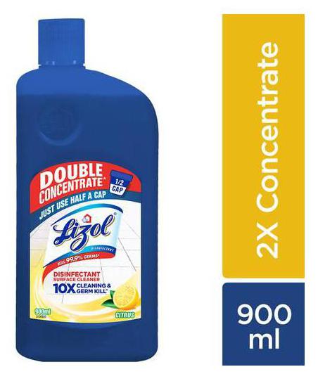 Lizol Double Concentrate Disinfectant Surface Cleaner - Citrus Kills 99 9 Germs 900ml
Lizol Double Concentrate Disinfectant Surface Cleaner - Citrus Kills 99 9 Germs 900ml