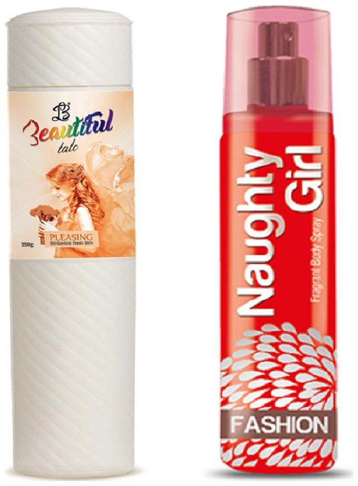 BEAUTIFUL PLEASING Perfumed Talc 250g Naughty Girl SUMMER No Gas Perfume Spray 135 ml (Pack of 2 for Women)
BEAUTIFUL PLEASING Perfumed Talc 250g Naughty Girl SUMMER No Gas Perfume Spray 135 ml (Pack of 2 for Women)