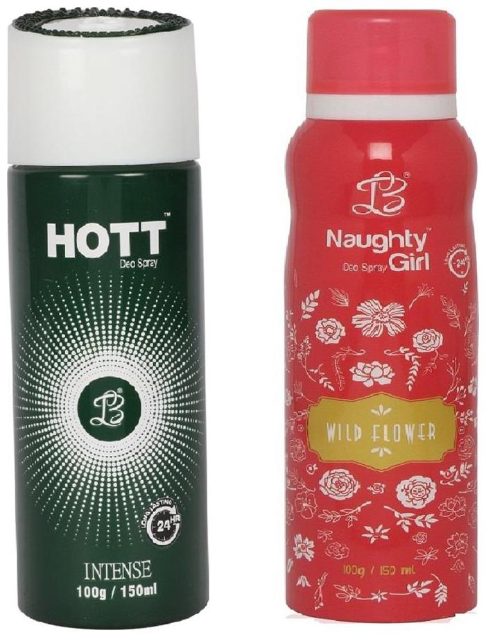 HOTT Mens INTENSE Naughty Girl WILD FLOWER (Pack of 2 Gas Deodorant for Couple) (150ml each)
HOTT Mens INTENSE Naughty Girl WILD FLOWER (Pack of 2 Gas Deodorant for Couple) (150ml each)