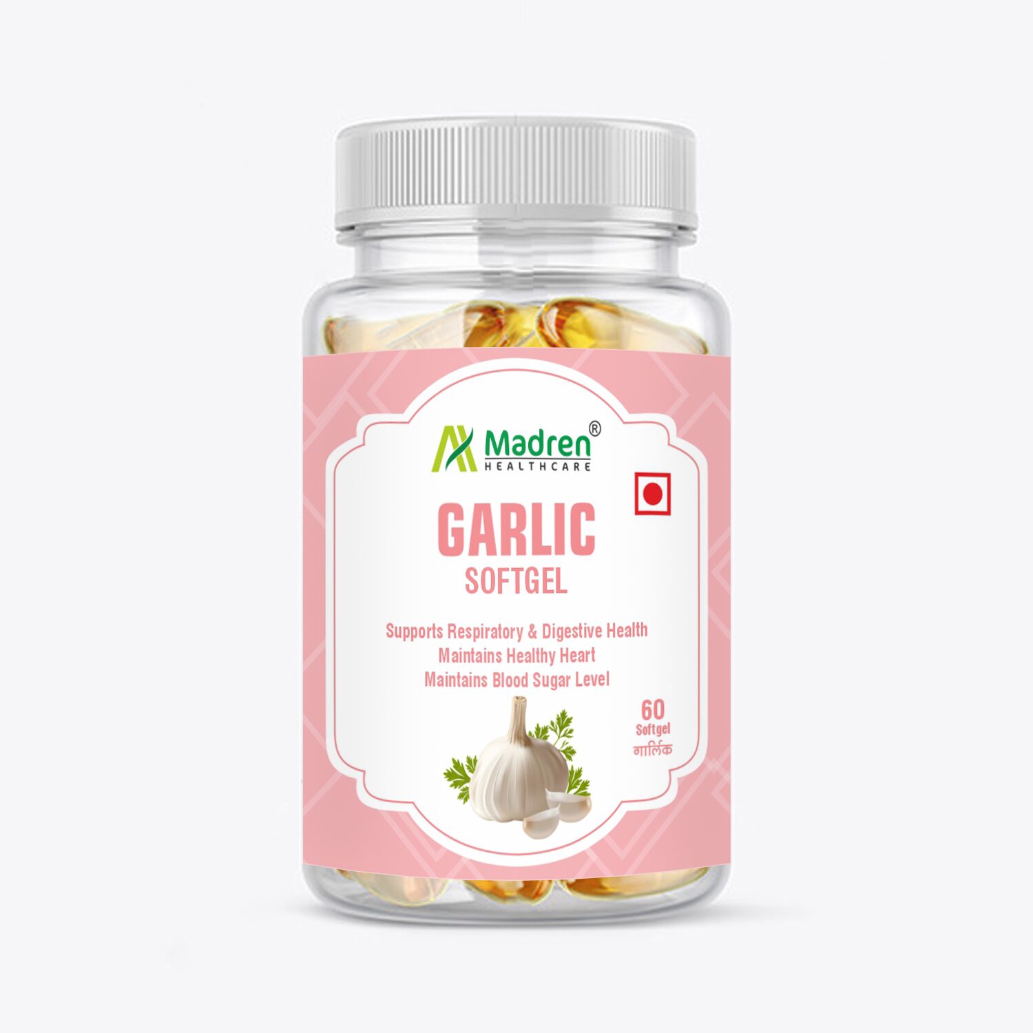 Madren Healthcare Garlic Oil Softgel for Healthy Digestion Heart 60 capsules (Pack of 1)
Madren Healthcare Garlic Oil Softgel for Healthy Digestion Heart 60 capsules (Pack of 1)
