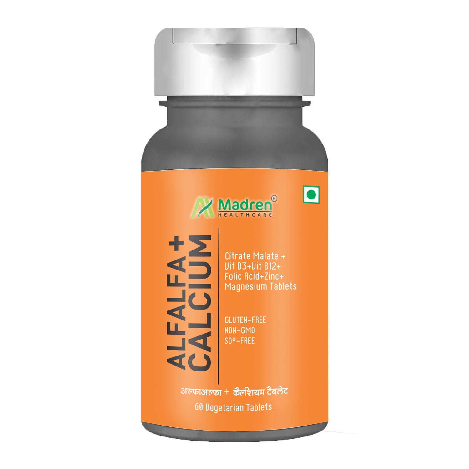 Madren Healthcare Alfalfa Calcium Citrate Malate with Vitamin D3 Zn mg B12 60 Vegetarian Tablets (Pack of 1)
Madren Healthcare Alfalfa Calcium Citrate Malate with Vitamin D3 Zn mg B12 60 Vegetarian Tablets (Pack of 1)