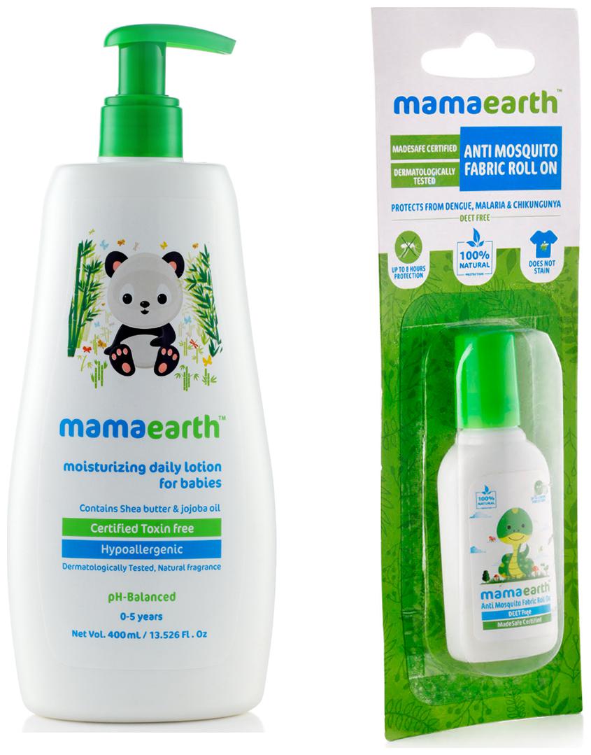 Mamaearth Daily Moisturizing Baby Lotion 400ml and Anti Mosquito Fabric Roll On 8ml (Pack of 2)
Mamaearth Daily Moisturizing Baby Lotion 400ml and Anti Mosquito Fabric Roll On 8ml (Pack of 2)
