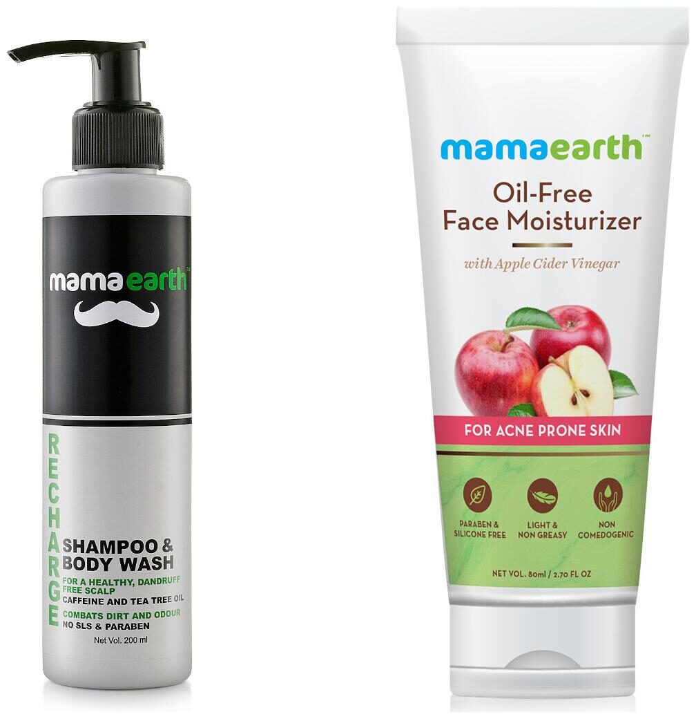 Mamaearth Recharge Energizing Shampoo and Bodywash for men 200ml Oil Free Moisturizer For Face 80ml (Pack of 2)
Mamaearth Recharge Energizing Shampoo and Bodywash for men 200ml Oil Free Moisturizer For Face 80ml (Pack of 2)