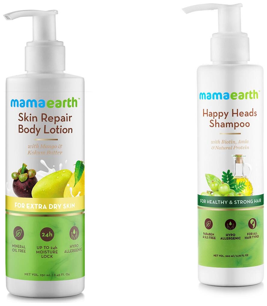 Mamaearth Skin Repair Natural Winter Body Lotion with Mango -250ml Kokum butter and Happy Heads Hair Shampoo 200ml
Mamaearth Skin Repair Natural Winter Body Lotion with Mango -250ml Kokum butter and Happy Heads Hair Shampoo 200ml