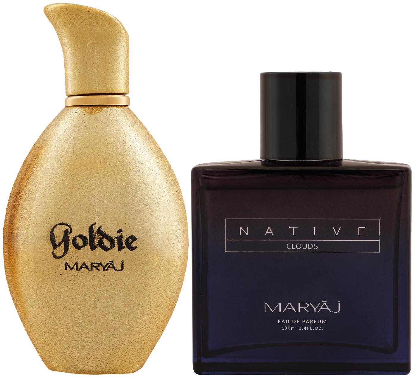 Maryaj Goldie Eau De Parfum Fruity Floral Perfume 100ml For Women And Maryaj Native Clouds Eau De Parfum Aromatic Woody Perfume 100ml For Unisex (Pack Of 2)
Maryaj Goldie Eau De Parfum Fruity Floral Perfume 100ml For Women And Maryaj Native Clouds Eau De Parfum Aromatic Woody Perfume 100ml For Unisex (Pack Of 2)