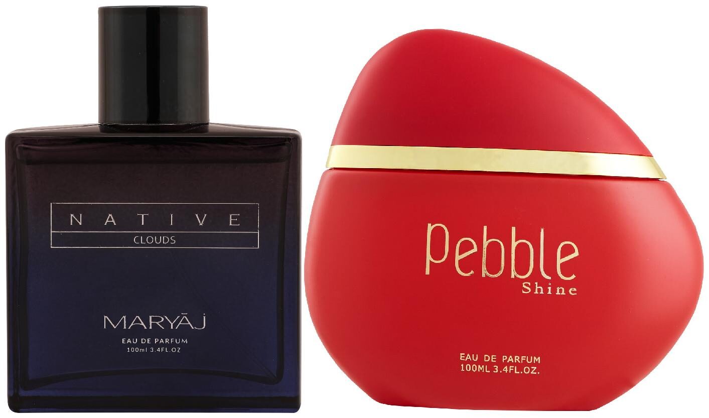 Maryaj Native Clouds Eau De Parfum Aromatic Woody Perfume 100ml for Unisex and Maryaj Pebble Shine Eau De Parfum Floral Fruity Perfume 100ml for Women
Maryaj Native Clouds Eau De Parfum Aromatic Woody Perfume 100ml for Unisex and Maryaj Pebble Shine Eau De Parfum Floral Fruity Perfume 100ml for Women