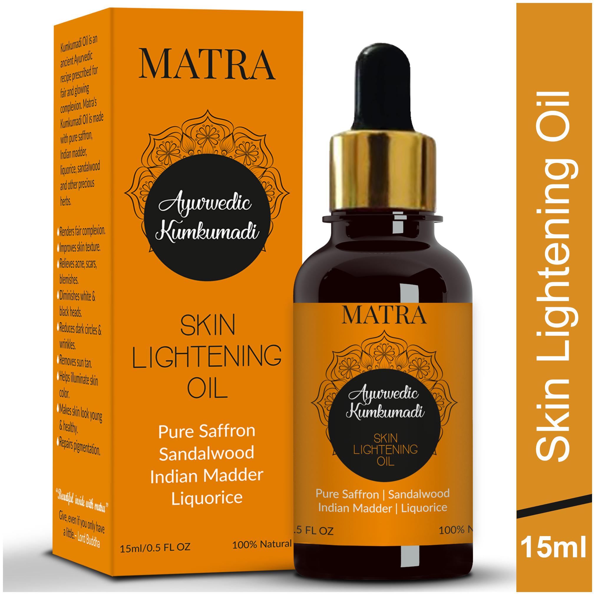 Matra Ayurvedic Kumkumadi Skin Lightening Oil with Pure Saffron Sandalwood Indian Madder and Liquorice-15ml
Matra Ayurvedic Kumkumadi Skin Lightening Oil with Pure Saffron Sandalwood Indian Madder and Liquorice-15ml