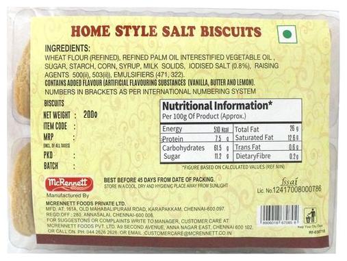 Mcrennett Home Style Salt Biscuit 200 g
Mcrennett Home Style Salt Biscuit 200 g
