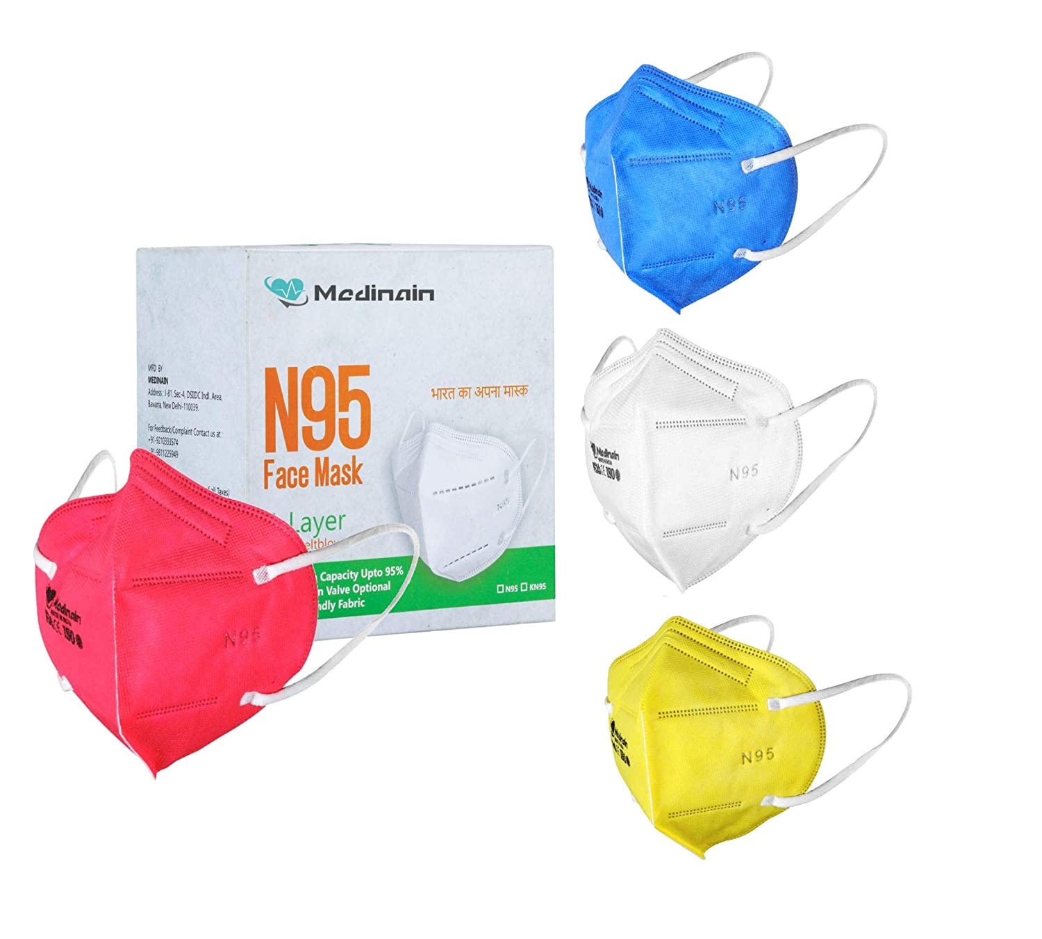 Medinain 5 Layer Disposable with Adjustable Built-in Nose Pin Anti-Pollution N95 Face Mask (Pack Of 10)
Medinain 5 Layer Disposable with Adjustable Built-in Nose Pin Anti-Pollution N95 Face Mask (Pack Of 10)