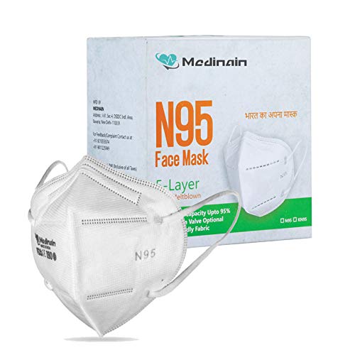 Medinain Anti-Pollution Activate N-95 Mask with 5 Layer CE and ISO and WHO-GMP Certified with Adjustable Built-in Nose Pin Free Size White(Pack of 20)
Medinain Anti-Pollution Activate N-95 Mask with 5 Layer CE and ISO and WHO-GMP Certified with Adjustable Built-in Nose Pin Free Size White(Pack of 20)