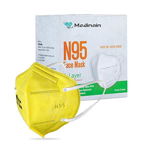 Medinain Anti-Pollution Activate N-95 Mask with 5 Layer CE and ISO and WHO-GMP Certified with Adjustable Built-in Nose Pin Free Size Yellow(Pack of 20)
Medinain Anti-Pollution Activate N-95 Mask with 5 Layer CE and ISO and WHO-GMP Certified with Adjustable Built-in Nose Pin Free Size Yellow(Pack of 20)