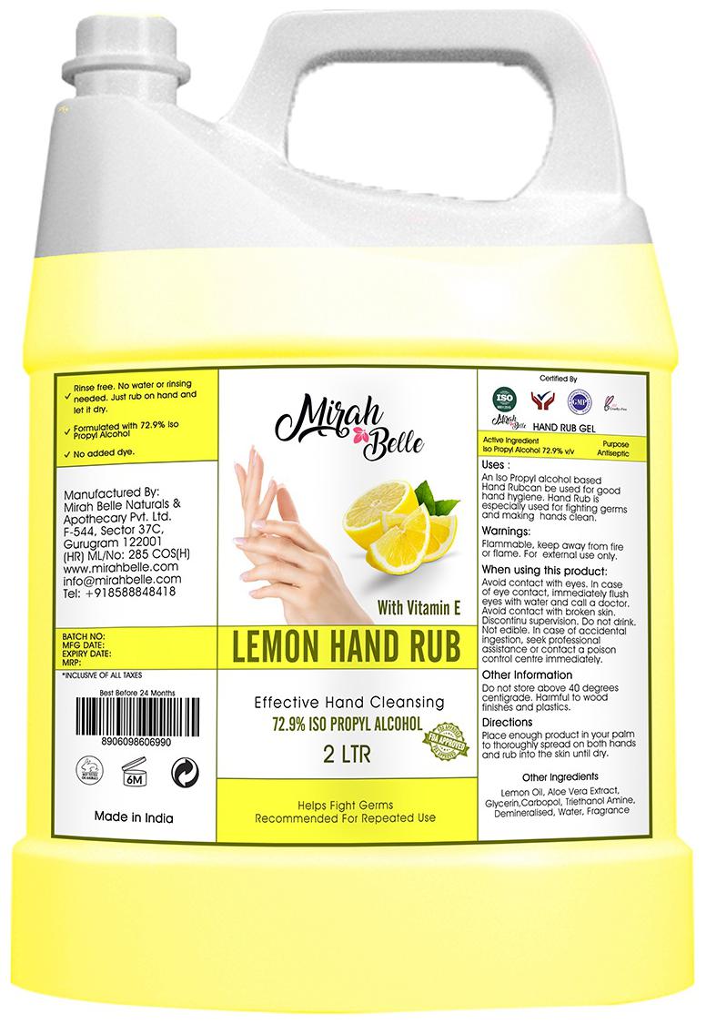Mirah Belle - Lemon Hand Rub Sanitizer Gel Can (With Vitamin E) -Vegan Cruelty Free - Hand Cleanser Refill Pack - 2L
Mirah Belle - Lemon Hand Rub Sanitizer Gel Can (With Vitamin E) -Vegan Cruelty Free - Hand Cleanser Refill Pack - 2L