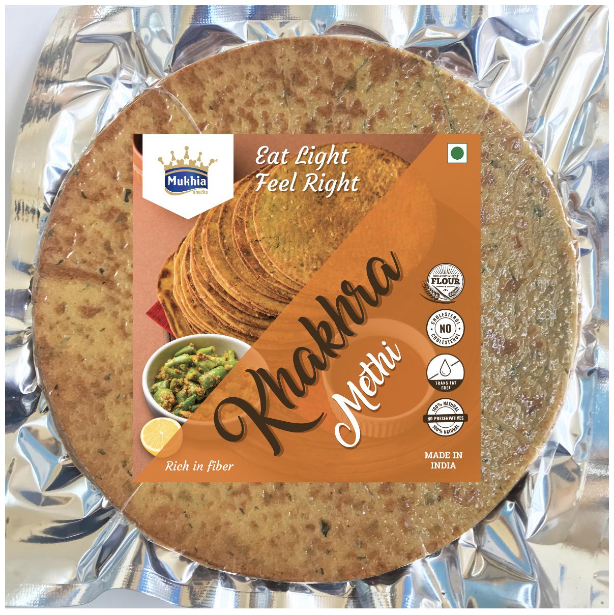 Mukhia Tasty Khakra Flavour Khakhra Healthy Snacks Crunchy - 200 g Each (Methi Pack of 2)
Mukhia Tasty Khakra Flavour Khakhra Healthy Snacks Crunchy - 200 g Each (Methi Pack of 2)