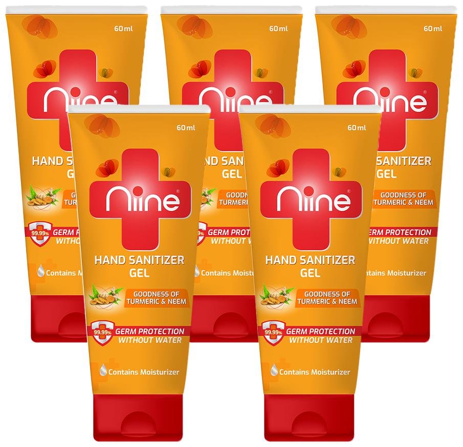 Niine Gel based Hand Sanitizer Tube with Goodness of Neem and Turmeric 70 Alcohol 60 ml Flip Flop Tube (Pack of 5)
Niine Gel based Hand Sanitizer Tube with Goodness of Neem and Turmeric 70 Alcohol 60 ml Flip Flop Tube (Pack of 5)