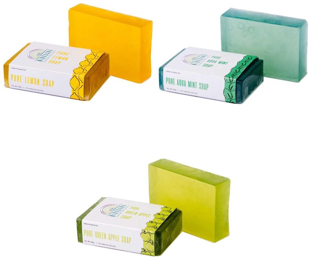 Nirvaana Handmade Natural Assorted Soap Set (Lemon Aqua Mint Green Apple) Pack of 3
Nirvaana Handmade Natural Assorted Soap Set (Lemon Aqua Mint Green Apple) Pack of 3