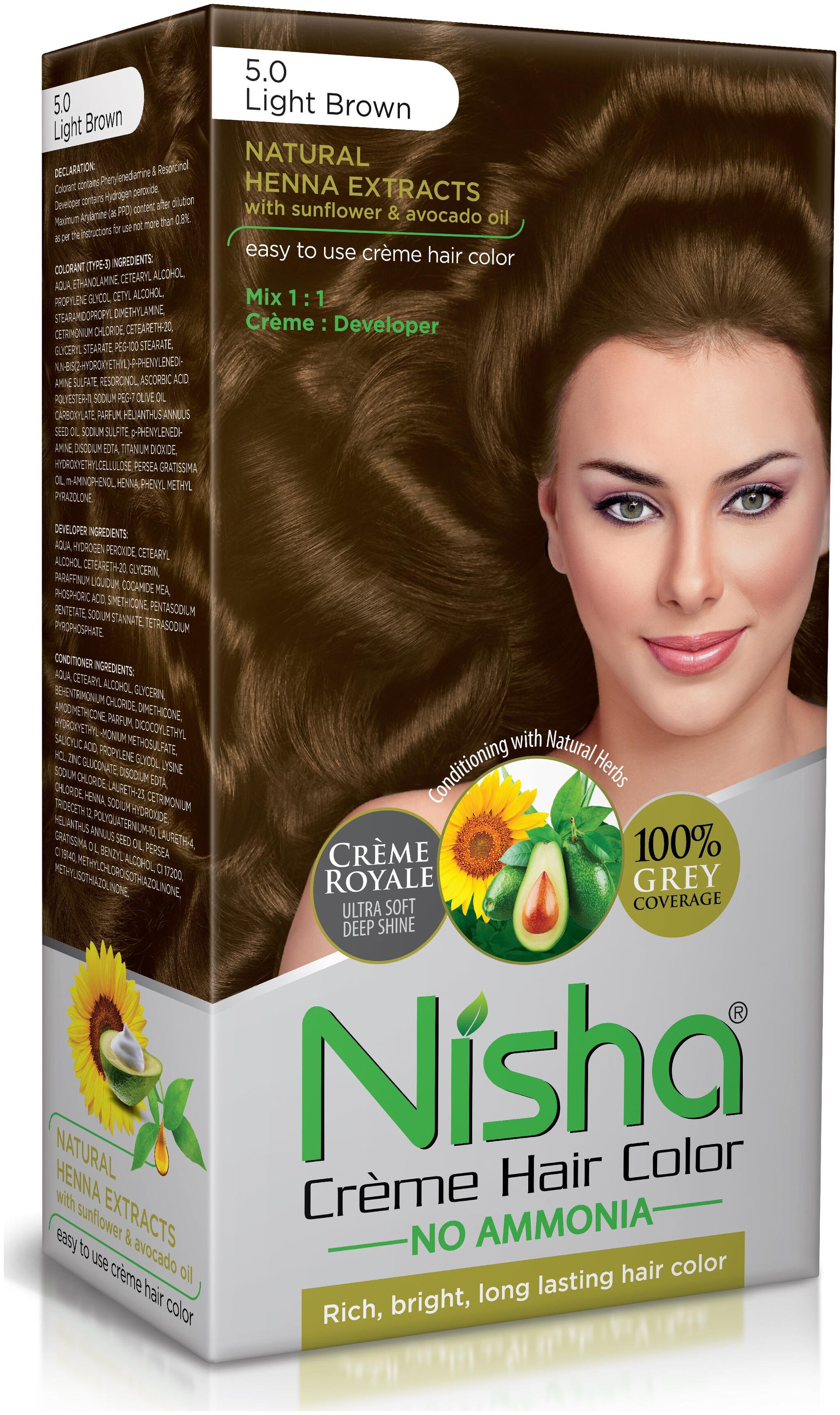 Nisha Cream Hair Color No Ammonia Cream Formula Rich Bright Long Lasting Smooth Care For Your Precious Hair Light Brown 5 0 -138 ml
Nisha Cream Hair Color No Ammonia Cream Formula Rich Bright Long Lasting Smooth Care For Your Precious Hair Light Brown 5 0 -138 ml