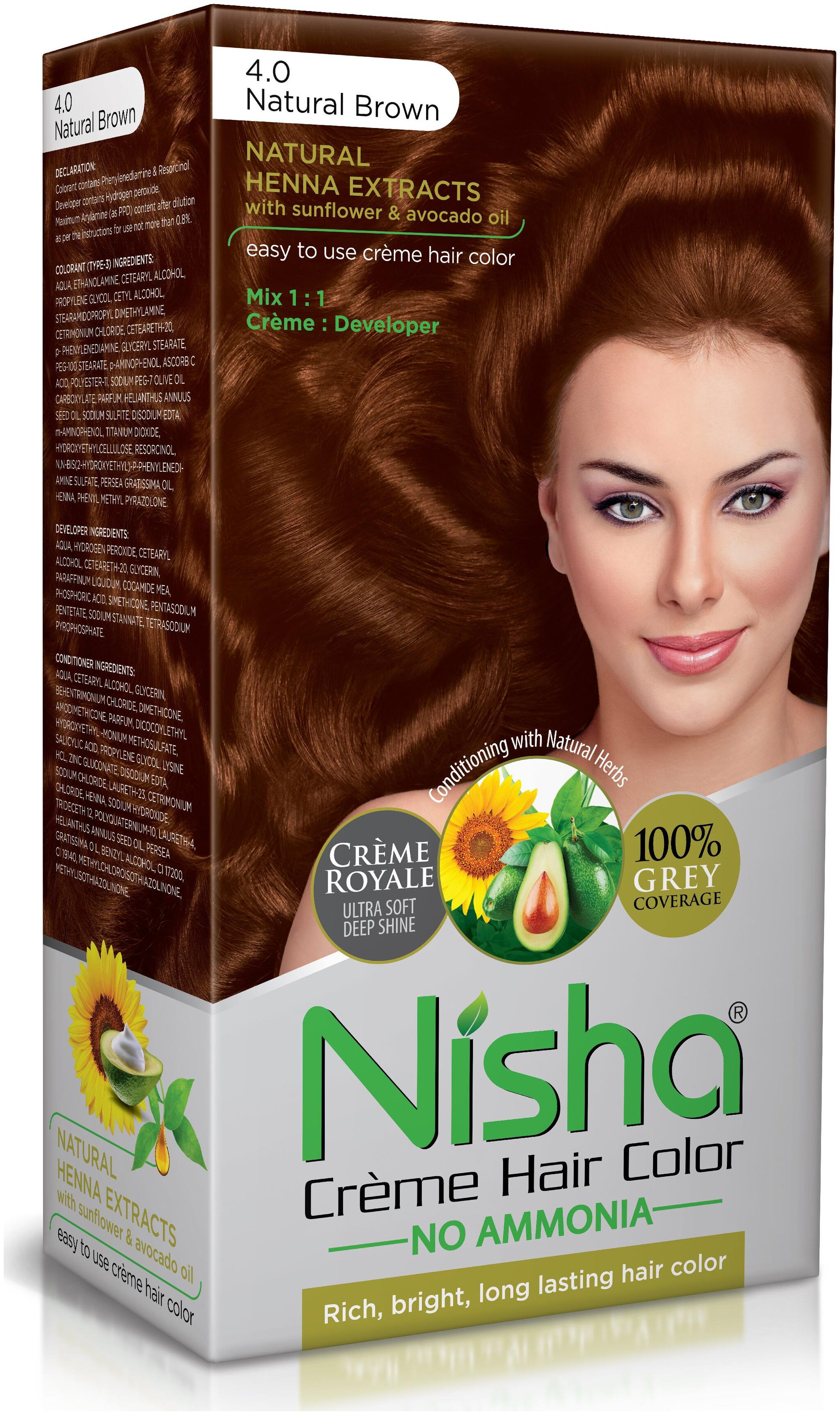 Nisha Cream Hair Color No Ammonia Cream Formula Rich Bright Long Lasting Smooth Care For Your Precious Hair Natural Brown 4 0 -138 ml
Nisha Cream Hair Color No Ammonia Cream Formula Rich Bright Long Lasting Smooth Care For Your Precious Hair Natural Brown 4 0 -138 ml