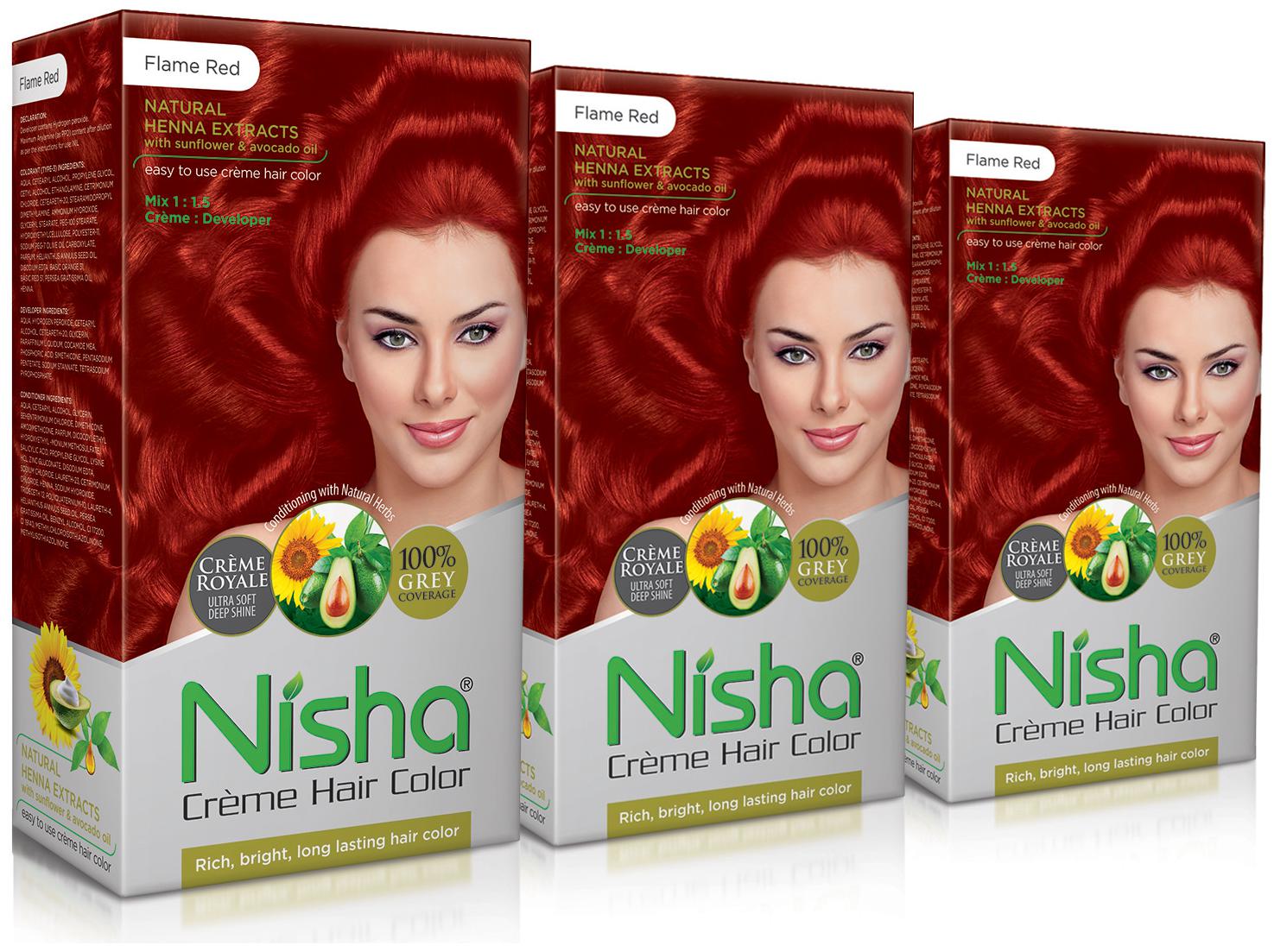 Nisha Cream-Based Hair Color (60g Colourant 90ml developer 18ml Nisha Conditioner with Natural Herbs) (Pack of 3) Flame Red
Nisha Cream-Based Hair Color (60g Colourant 90ml developer 18ml Nisha Conditioner with Natural Herbs) (Pack of 3) Flame Red