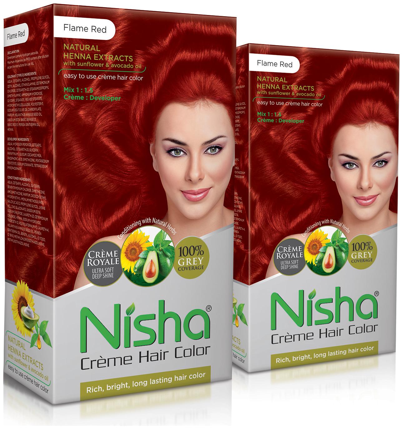 Nisha Cream-Based Hair Color (60g Colourant 90ml developer 18ml Nisha Conditioner with Natural Herbs) (Pack of 2) Flame Red
Nisha Cream-Based Hair Color (60g Colourant 90ml developer 18ml Nisha Conditioner with Natural Herbs) (Pack of 2) Flame Red