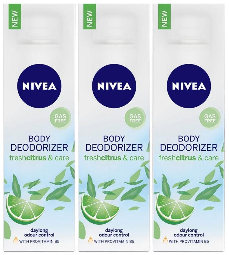 Nivea Body Deodorizer Fresh Citrus and Care Gas Free Spray for Women 120ml (Pack of 3)
Nivea Body Deodorizer Fresh Citrus and Care Gas Free Spray for Women 120ml (Pack of 3)