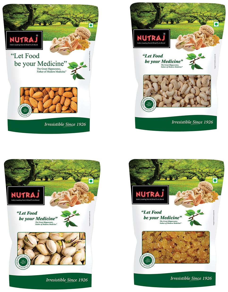 Nutraj Mixed Dry Fruit Combo (Almonds 100g Cashews 100g Raisins 100g Pistachios 100g) (Pack of 4)
Nutraj Mixed Dry Fruit Combo (Almonds 100g Cashews 100g Raisins 100g Pistachios 100g) (Pack of 4)