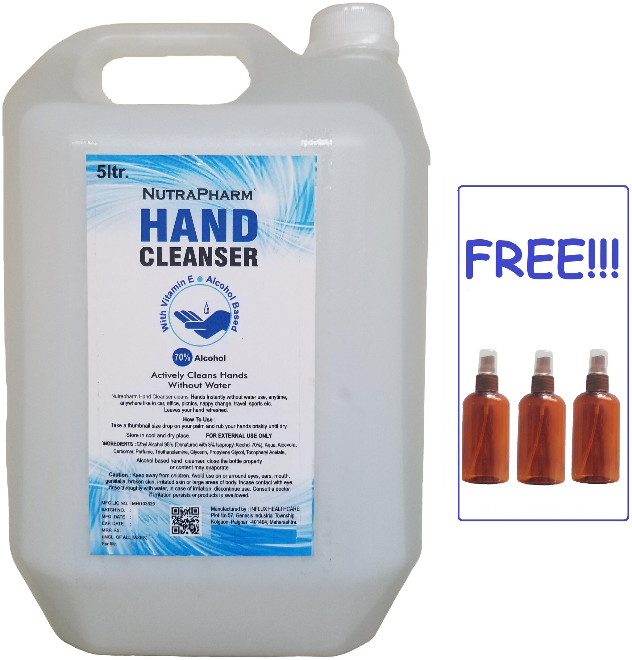 Nutrapharm Hand Cleanser With Aloevera 5 L And Free 3 pcs Stylish Brown Spray Bottles ( Pack Of 1 )
Nutrapharm Hand Cleanser With Aloevera 5 L And Free 3 pcs Stylish Brown Spray Bottles ( Pack Of 1 )