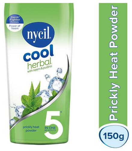 Nycil Prickly Heat Powder - Cool Herbal With Neem Pudina Proprietary Ayurvedic Medicine 150 g
Nycil Prickly Heat Powder - Cool Herbal With Neem Pudina Proprietary Ayurvedic Medicine 150 g