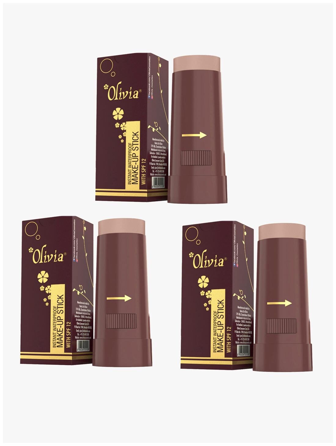 Olivia Instant Waterproof Makeup Stick Concealer Egyptian Light 15g Shade No 8 (SPF 12) - Pack of 3
Olivia Instant Waterproof Makeup Stick Concealer Egyptian Light 15g Shade No 8 (SPF 12) - Pack of 3