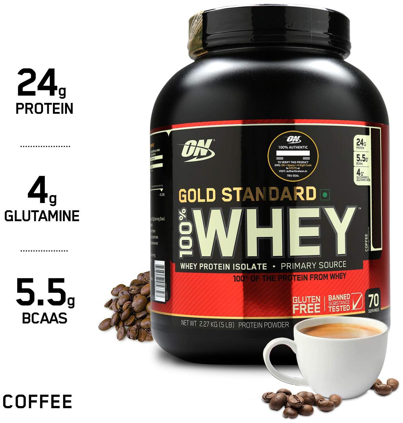 ON (Optimum Nutrition) Gold Standard 100 Whey Protein Powder - 5 lbs 2 27 kg (Coffee) Primary Source Isolate
ON (Optimum Nutrition) Gold Standard 100 Whey Protein Powder - 5 lbs 2 27 kg (Coffee) Primary Source Isolate