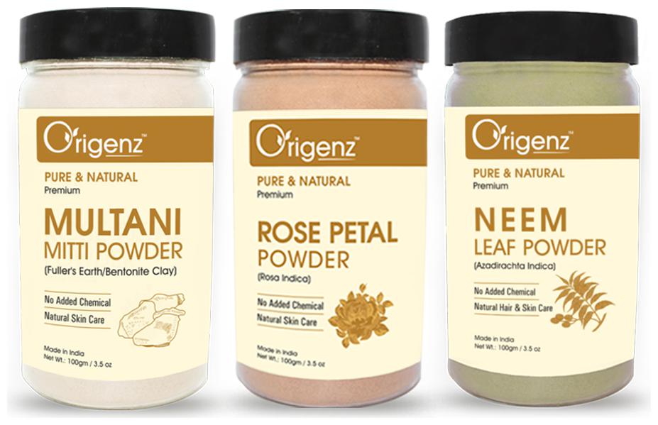 Origenz Premium Rose Petals Multani Mitti Neem Leaf Powder Combo 100g (Pack of 3)
Origenz Premium Rose Petals Multani Mitti Neem Leaf Powder Combo 100g (Pack of 3)