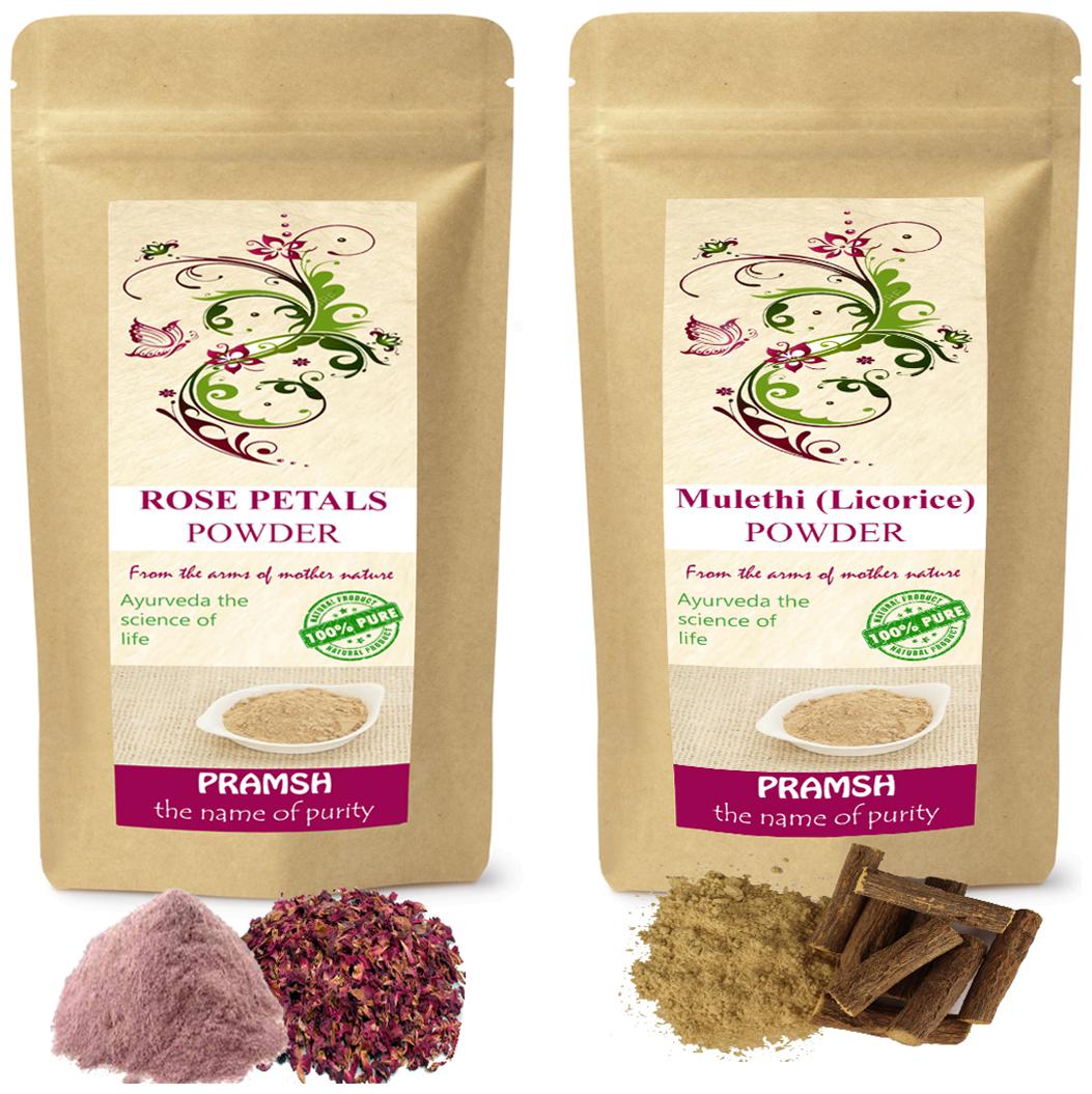 Pramsh Traders Premium Quality Rose Petals 200g Mulethi (Licorice) 400g Powder (Pack of 2)
Pramsh Traders Premium Quality Rose Petals 200g Mulethi (Licorice) 400g Powder (Pack of 2)