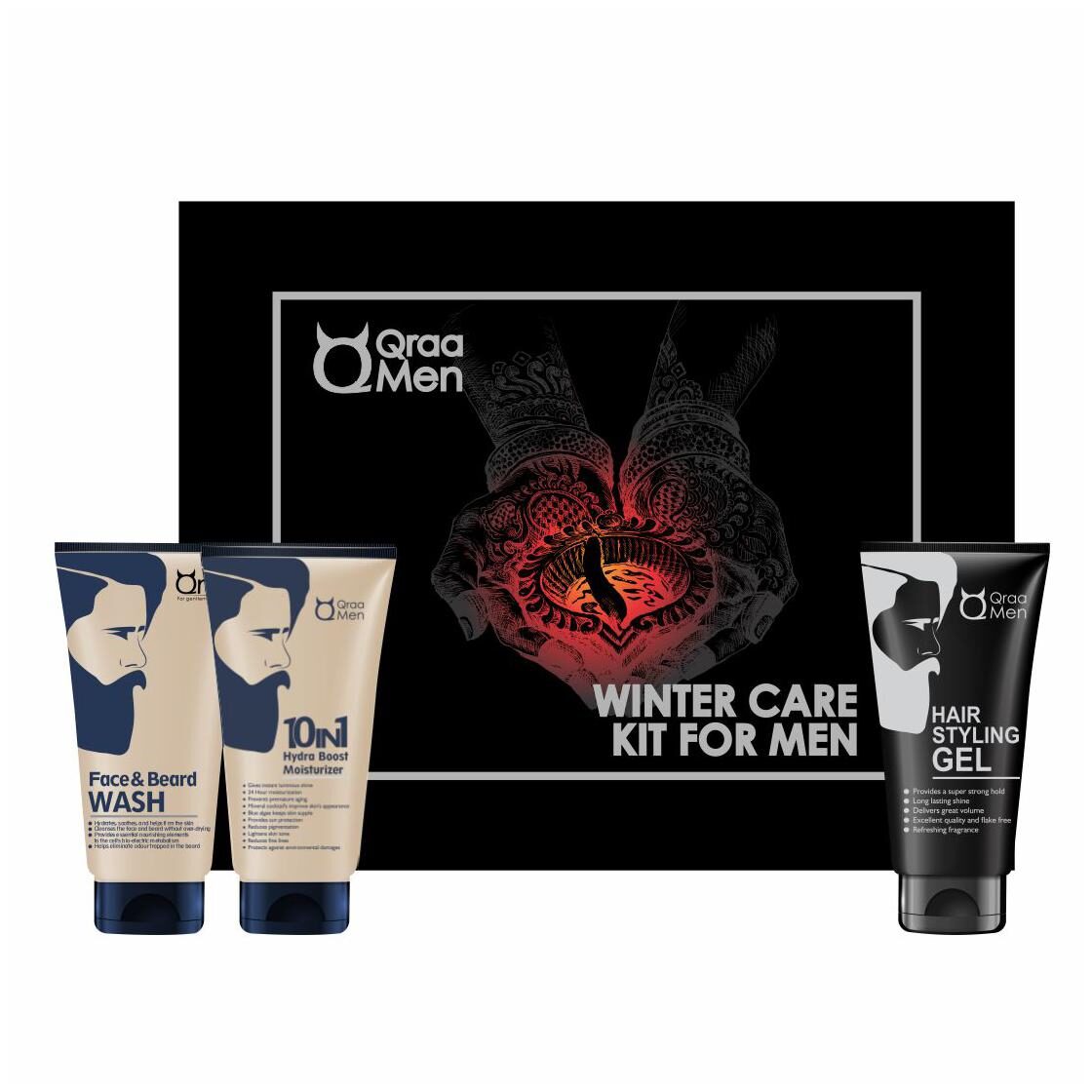 Qraa Men Winter Care Kit Face Wash 120g Hair styling Gel 100g Face Mouisturizer 100g (Pack of 1)
Qraa Men Winter Care Kit Face Wash 120g Hair styling Gel 100g Face Mouisturizer 100g (Pack of 1)