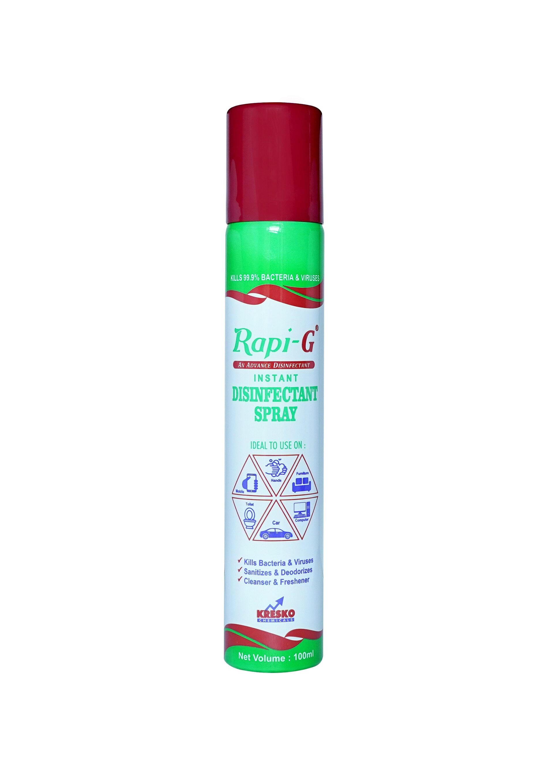Rapi G Advance Instant Disinfectant Spray- Sterilizer Multi Purpose 100ml (Pack of 10)
Rapi G Advance Instant Disinfectant Spray- Sterilizer Multi Purpose 100ml (Pack of 10)
