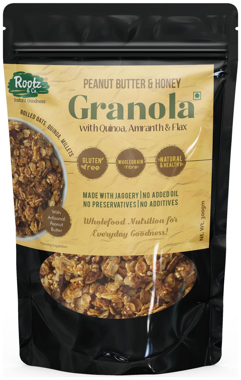 Rootz Co Healthy Gluten Free Granola Muesli Peanut Butter Honey with Ancient Grains Seeds 300g (Pack Of 1)
Rootz Co Healthy Gluten Free Granola Muesli Peanut Butter Honey with Ancient Grains Seeds 300g (Pack Of 1)