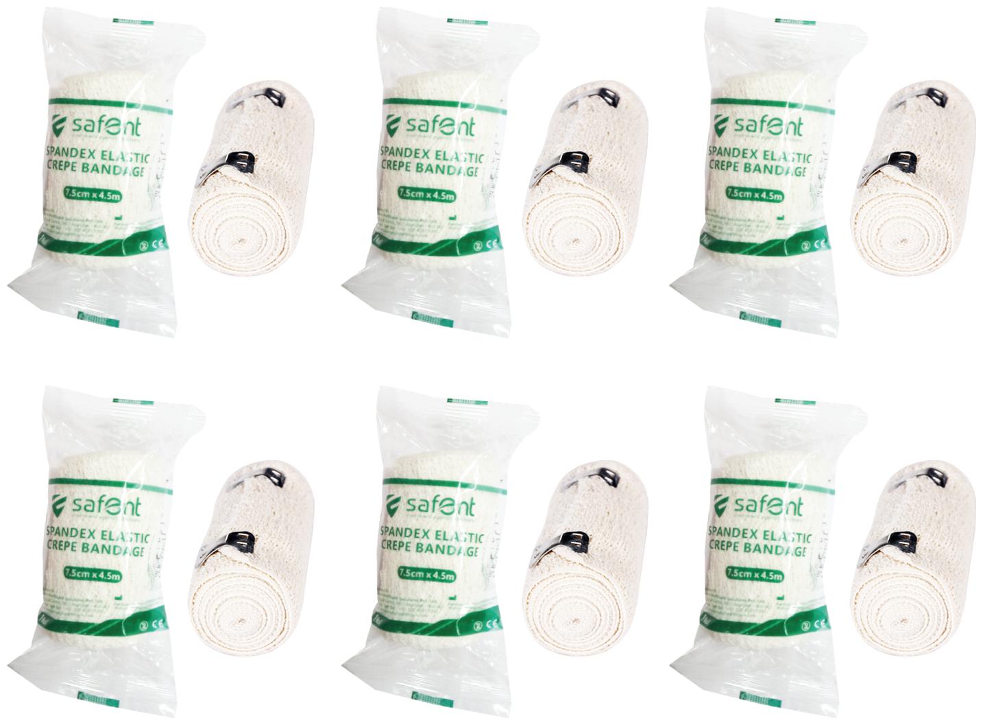 Safent Spandex length Elastic Crepe Bandage (Natural White Color) - 3 Inch (breadth 7 5cm x length 450Cm) (Pack Of 6)
Safent Spandex length Elastic Crepe Bandage (Natural White Color) - 3 Inch (breadth 7 5cm x length 450Cm) (Pack Of 6)