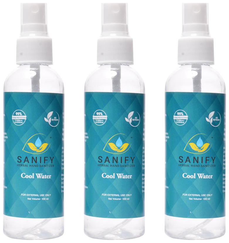 SANIFY LIQUID HAND SANITIZER BOTTLE (100ml each) Pack of 3 
SANIFY LIQUID HAND SANITIZER BOTTLE (100ml each) Pack of 3