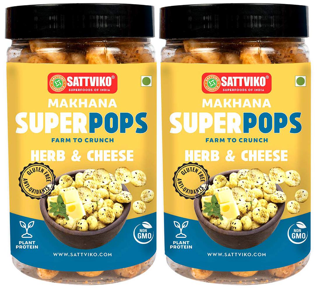 Sattviko Herb N Cheese Roasted Makhana Snack 2 Jars - 70g Each Healthy Snack (Pack of 2)
Sattviko Herb N Cheese Roasted Makhana Snack 2 Jars - 70g Each Healthy Snack (Pack of 2)